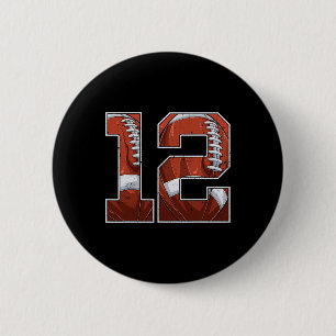 Football 12th Birthday Boy Twelve 12 Years Old Bda 6 Cm Round Badge