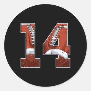 Football 14th Birthday Boy Fourn 14 Years Old Bday Classic Round Sticker