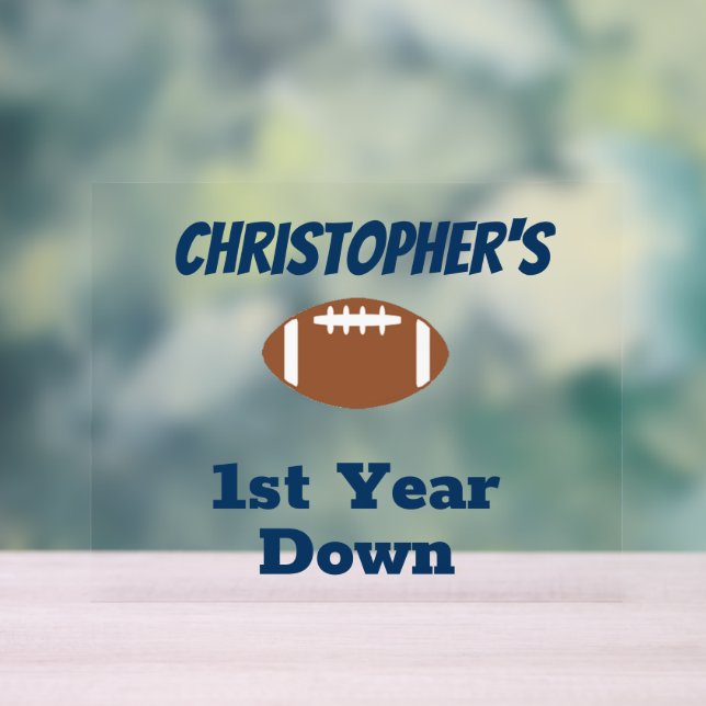 Football 1st Birthday Acrylic Sign (Neutral)