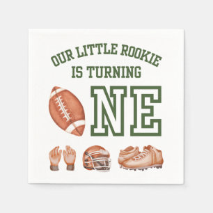 Football 1st Birthday Boys Watercolor Napkin