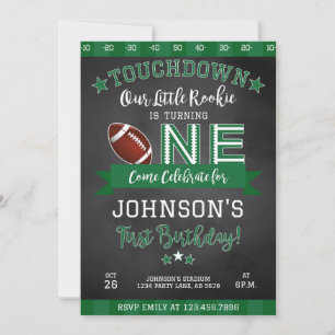 Football 1st Birthday Invitation Black