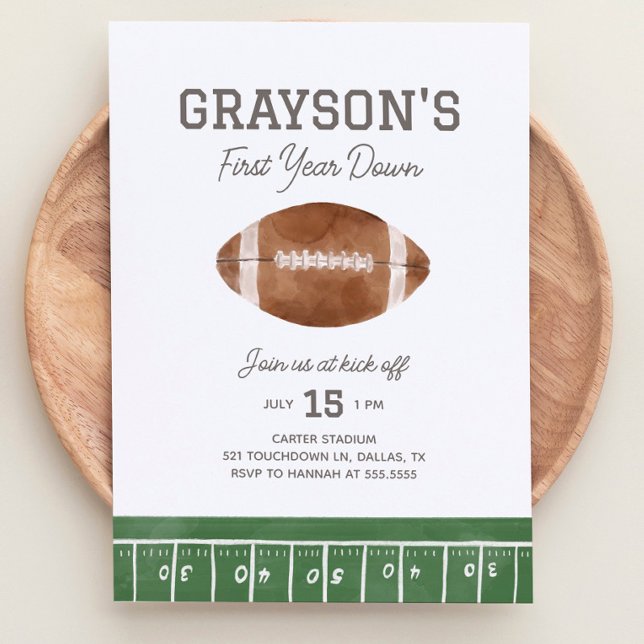 Football 1st Birthday Invitation First Year Down 1 (Creator Uploaded)