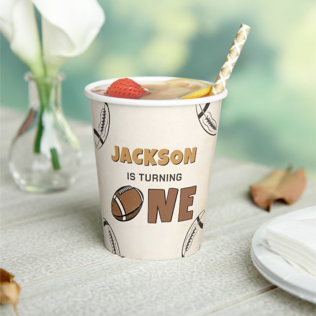 Football 1st Birthday Paper Cups (Insitu)
