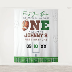 Football 1st Birthday Photo Backdrop Tapestry