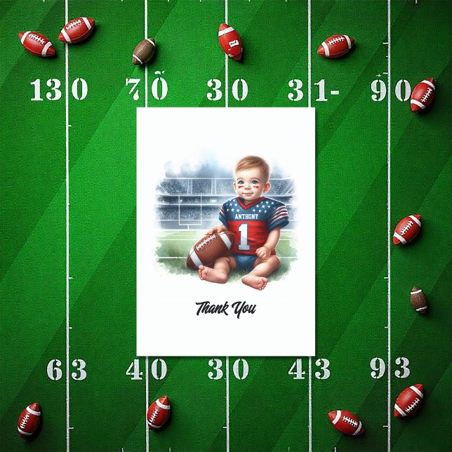 Football 1st Birthday Thank You Card (Football 1st Birthday Thank You Card)