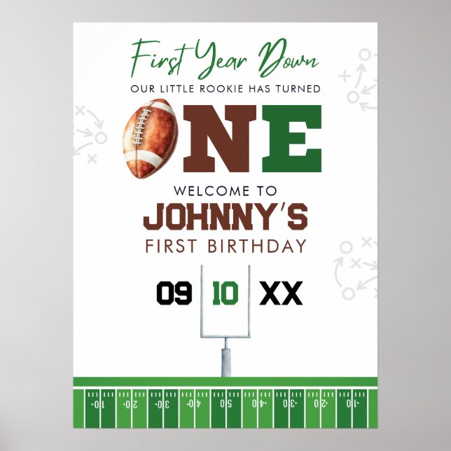 Football 1st Birthday Welcome Sign (Front)