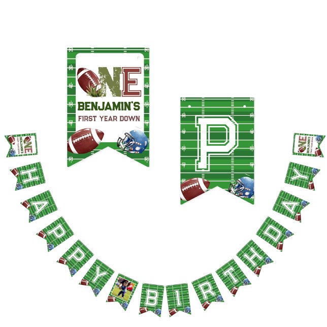 Football 1st Year Down Birthday Bunting (Creator Uploaded)