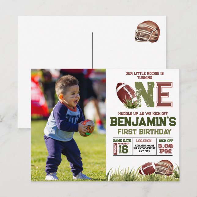 Football 1st Year Down Birthday  Postcard (Front/Back)