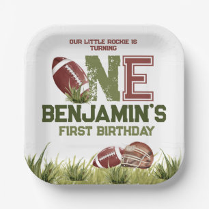 Football 1st Year Down Football BIrthday Party Paper Plate