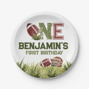 Football 1st Year Down Football BIrthday Party Paper Plate
