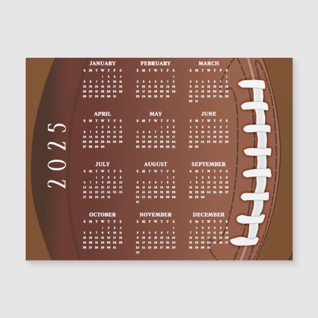 Football 2025 Calendar Magnetic Card (Front)