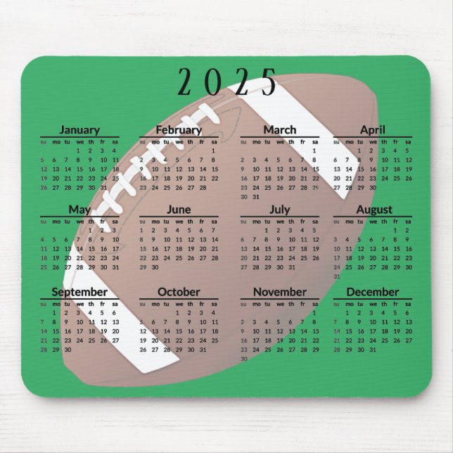 Football 2025 Calendar  Mouse Mat (Front)