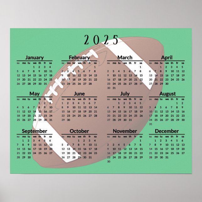 Football 2025 Calendar Poster (Front)