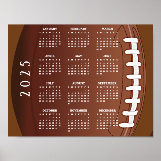 Football 2025 Calendar Poster (Front)