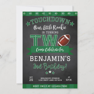 Football 2nd Birthday Invitation Black