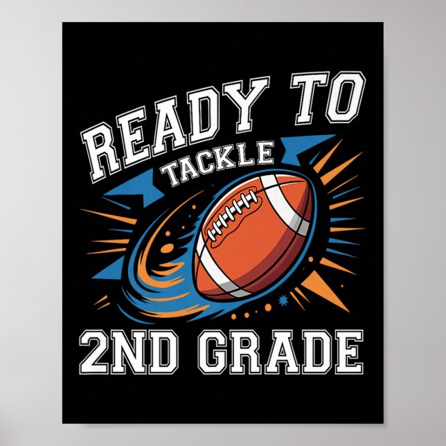 Football 2nd Second Grade First Day Of School Back Poster (Front)
