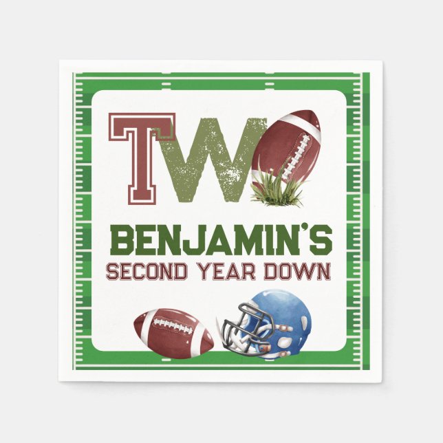 Football 2nd Year Down Birthday Napkin (Front)