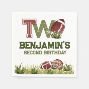 Football 2nd Year Down Football BIrthday Party Napkin