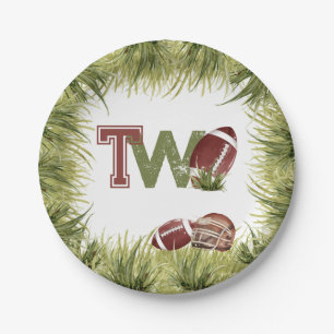 Football 2nd Year Down Football Birthday Party Paper Plate