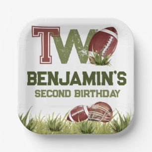 Football 2nd Year Down Football BIrthday Party Paper Plate