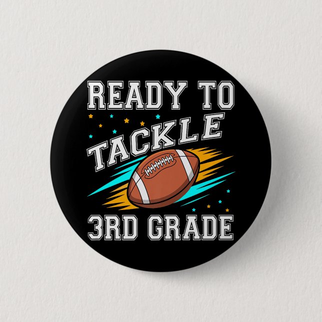 Football 3rd Third Grade First Day Of School Back  6 Cm Round Badge (Front)