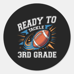 Football 3rd Third Grade First Day Of School Back Classic Round Sticker