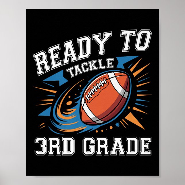 Football 3rd Third Grade First Day Of School Back  Poster (Front)