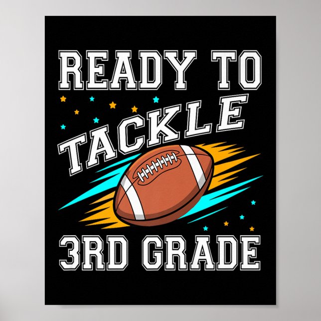 Football 3rd Third Grade First Day Of School Back  Poster (Front)
