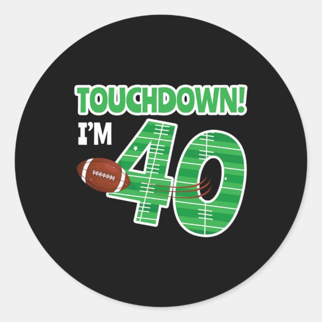 Football 40th Birthday Party Player Game Lover Tea Classic Round Sticker (Front)
