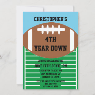 Football 4th Year Down Birthday Invitation