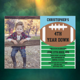 Football 4th Year Down Birthday Invitation
