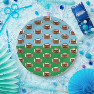 Football 4th Year Down Birthday Paper Plate