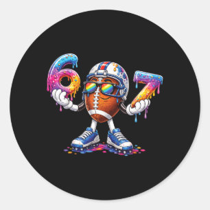 Football 67 Ice Cream Drip Funny Six Seven Number Classic Round Sticker