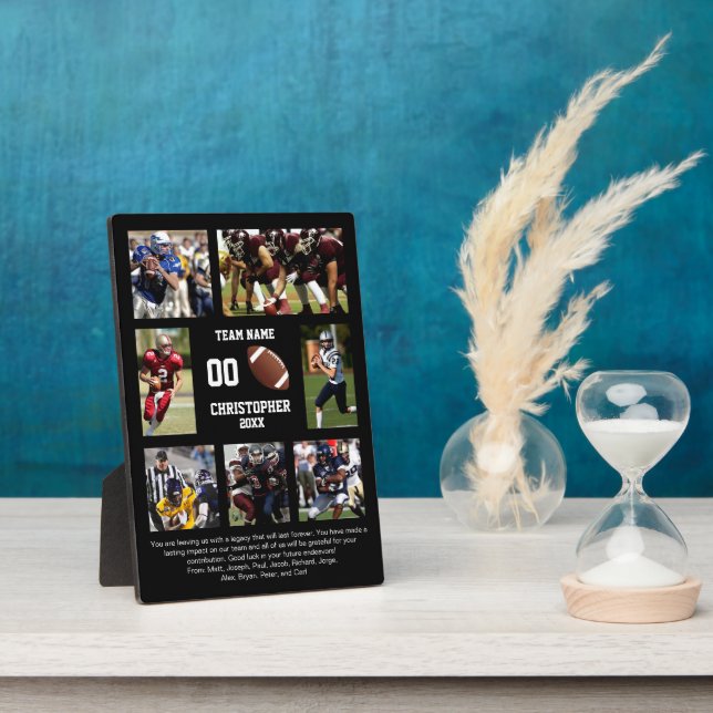 Football 7 photo collage team name plaque (Side)