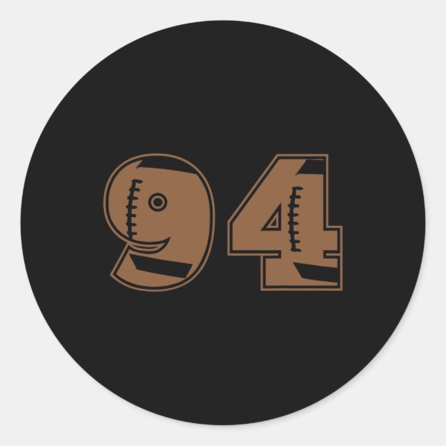 Football 94 Jersey Number  Classic Round Sticker (Front)