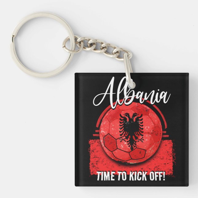 Football Albania Flag, European Soccer Key Ring (Front)