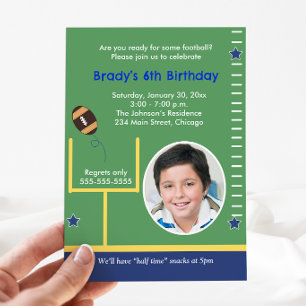 FOOTBALL All Stars Boys Sports PHOTO Birthday Invitation