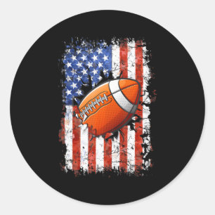 Football American Flag 4th Of July Football Classic Round Sticker