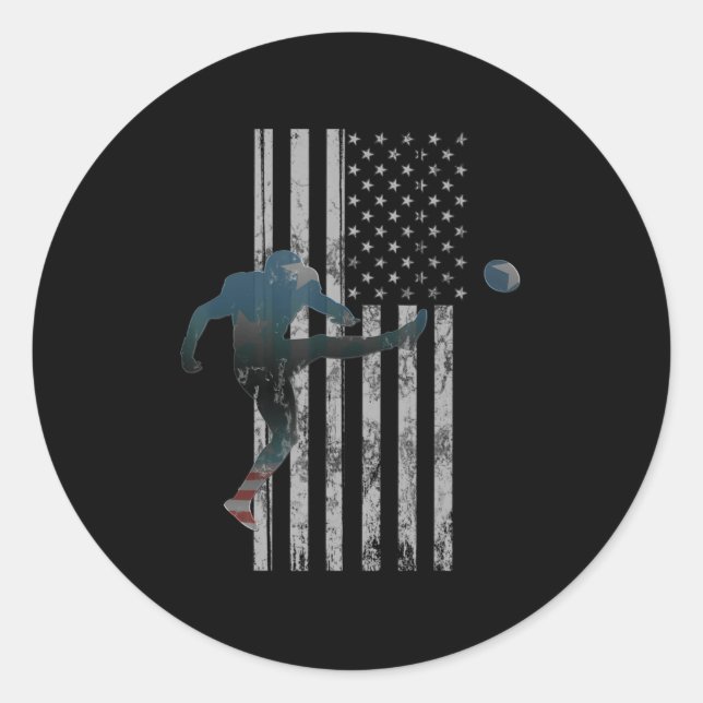 Football  American Flag USA Team Gift Kicker Classic Round Sticker (Front)