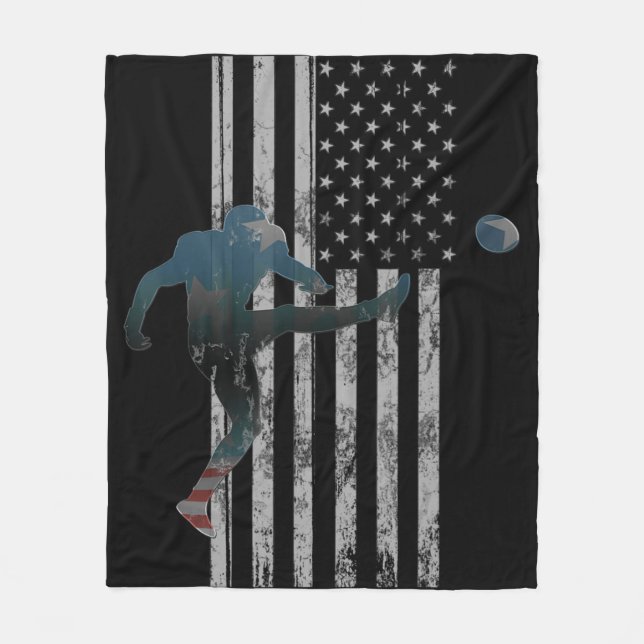Football  American Flag USA Team Gift Kicker Fleece Blanket (Front)