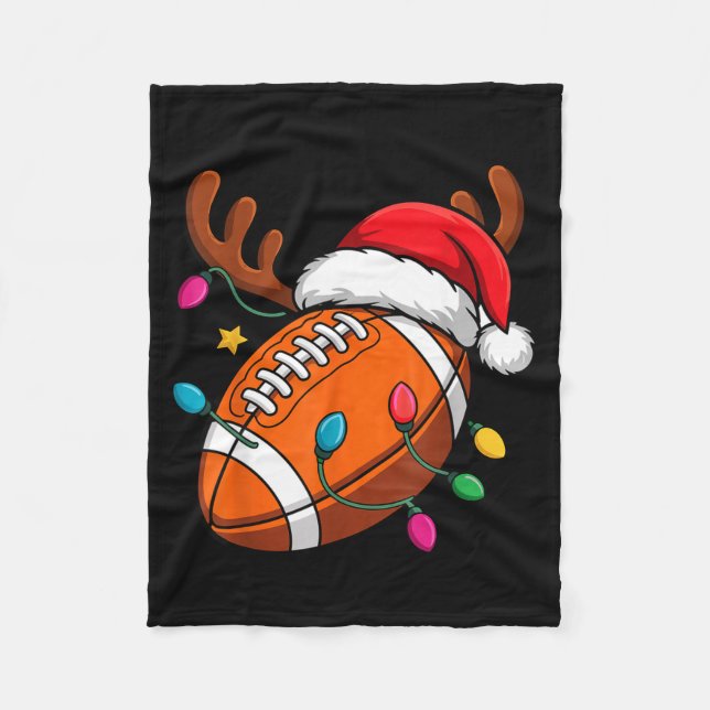 Football American Reindeer Horns Christmas Xmas Ba Fleece Blanket (Front)