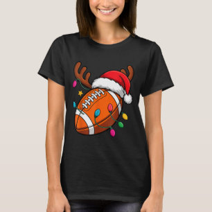 Football American Reindeer Horns Christmas Xmas Ba T-Shirt