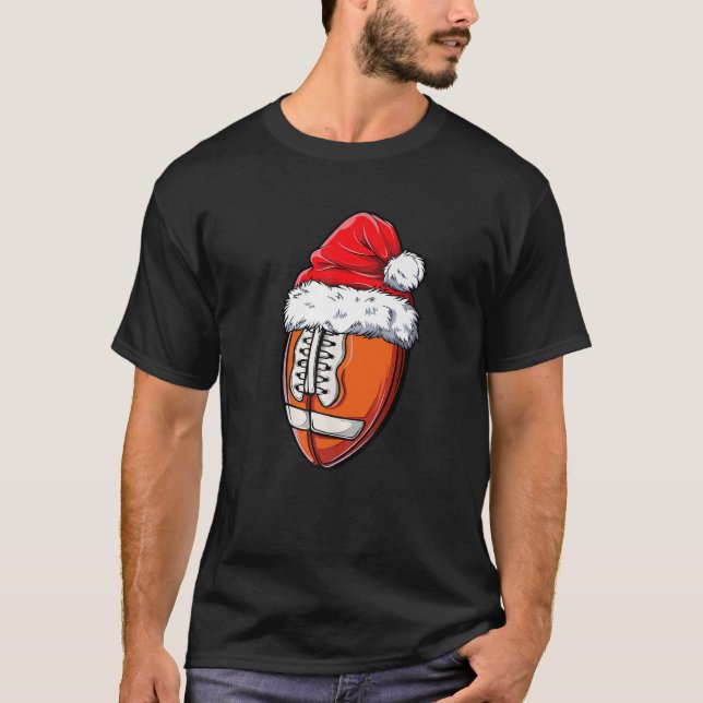 Football American Santa Hat T-Shirt (Front)