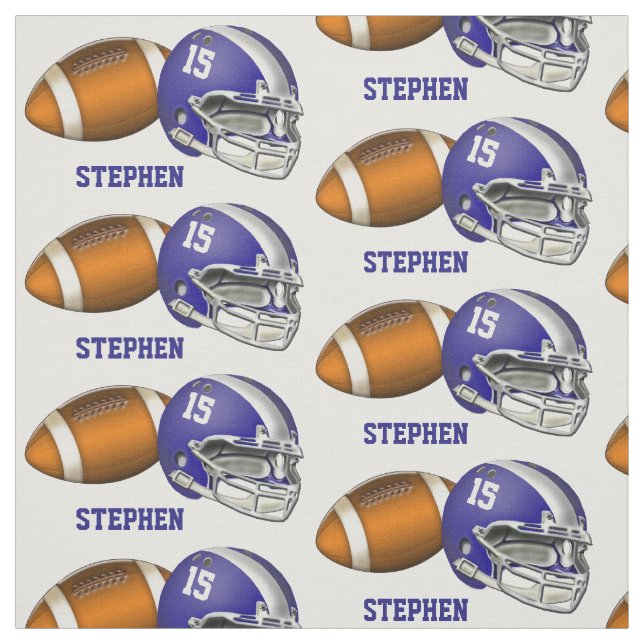 Football and Blue Helmet Number and Name Fabric (Swatch)