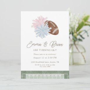 Football and Cheer Siblings Joint Birthday Invitation