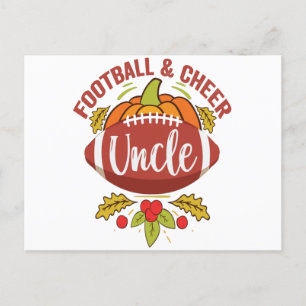 Football and Cheer Uncle Cute Pumpkin Fall Season Postcard