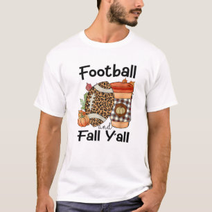 Football And Fall Y'all Leopard Football Pumpkin F T-Shirt