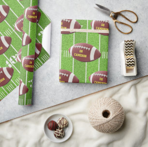 Football and Field Personalised Wrapping Paper