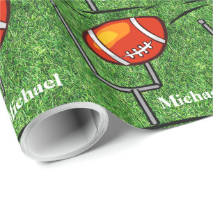 Football And Goal Post Personalised Gift Wrapping Paper