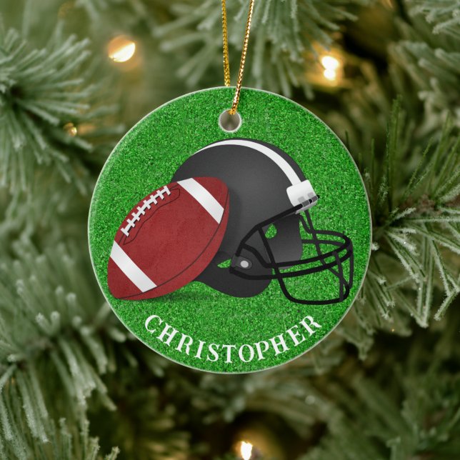 Football and Helmet Christmas  Ceramic Tree Decoration (Tree)